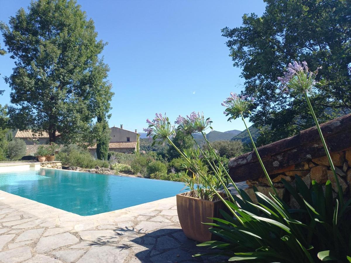 Gite En Cevennes Du Sud, Bergerie Restauree Au Rez De Jardin D'Une Bastide Avec Piscine, Vue Exceptionnelle, Authenticite Et Confort Saint-Laurent-le-Minier Exteriör bild